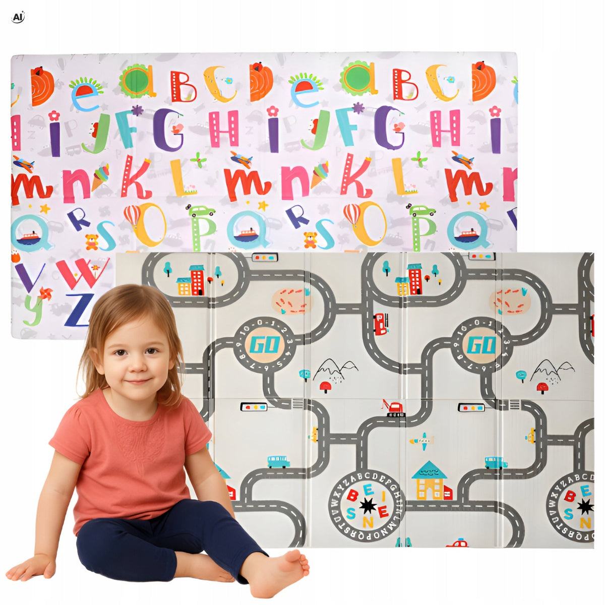 Piankowa mata edukacyjna XXL dla niemowląt 180x120 cm