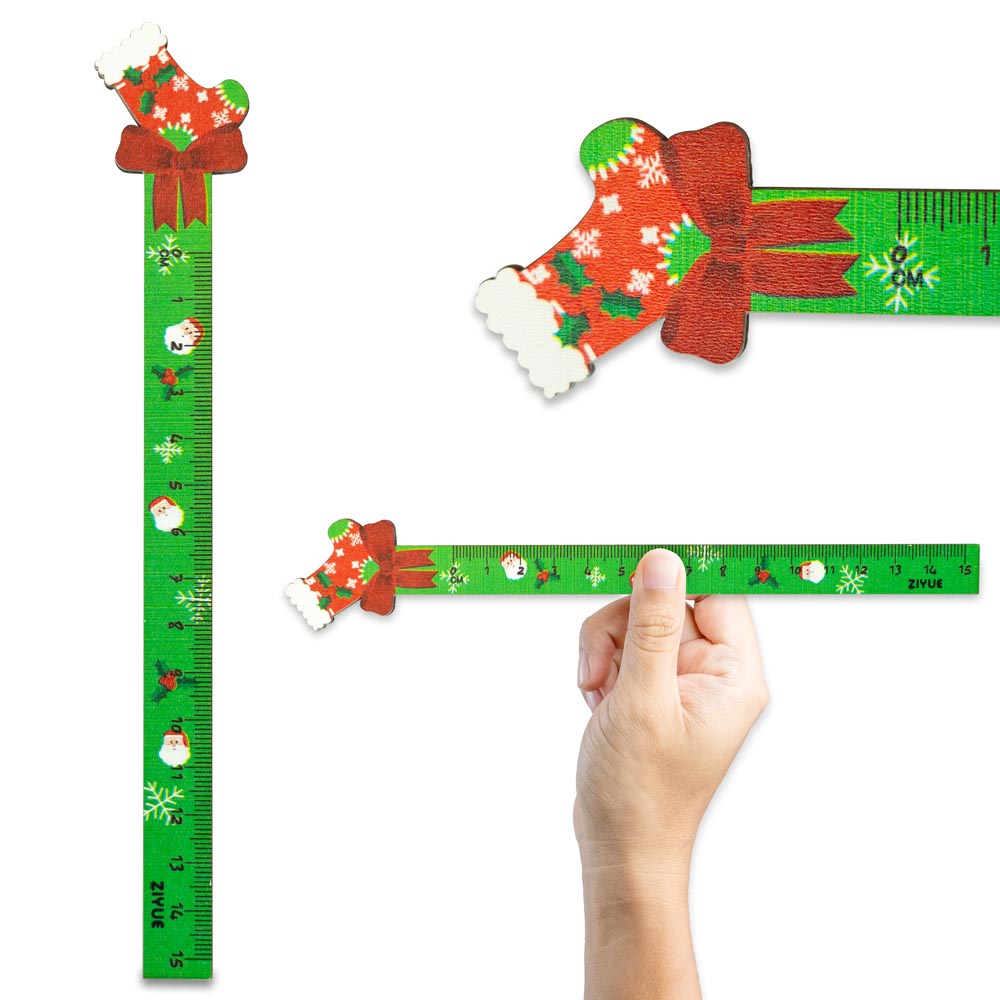 Linijka świąteczna drewniana 15cm