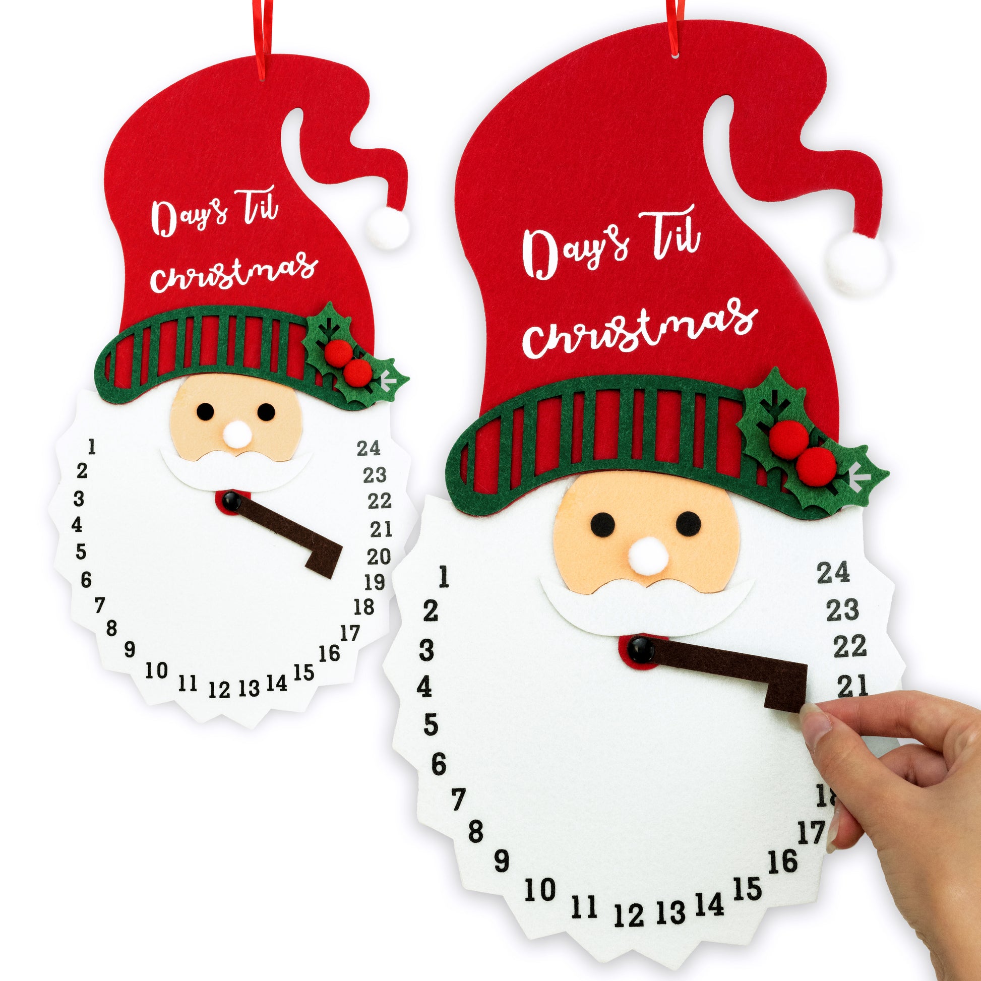 Kalendarz adwentowy uroczy zegar świąteczny z Mikołajem