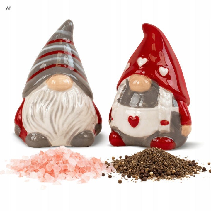 Ceramiczne pojemniki na przyprawy świąteczne skrzaty2 szt.