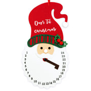 Kalendarz adwentowy uroczy zegar świąteczny z Mikołajem