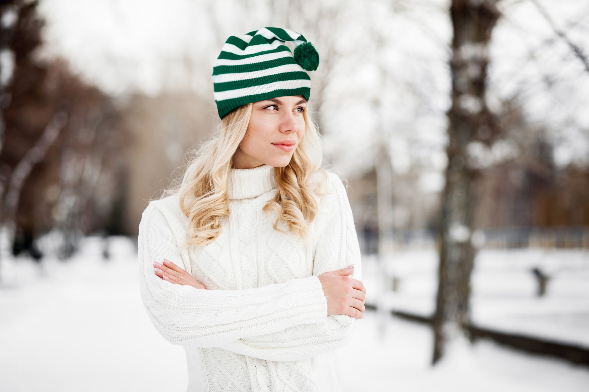 Czapka Świąteczna W Paski Zimowa