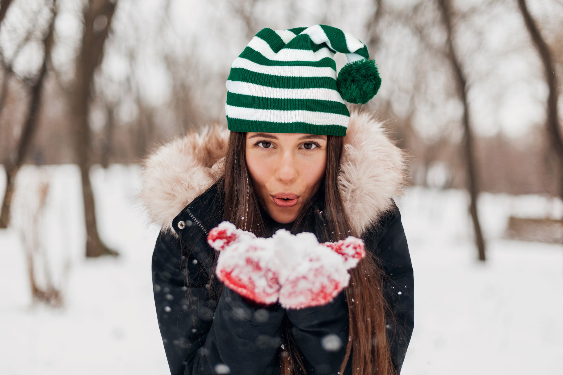 Czapka Świąteczna W Paski Zimowa