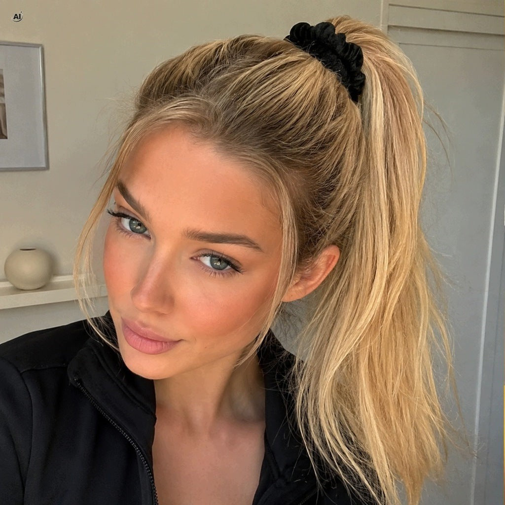 Satynowe gumki do włosów scrunchie, zestaw 10 szt., czarne