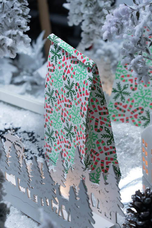 Torba papierowa świąteczna 160x80x270mm Laski Świąteczne