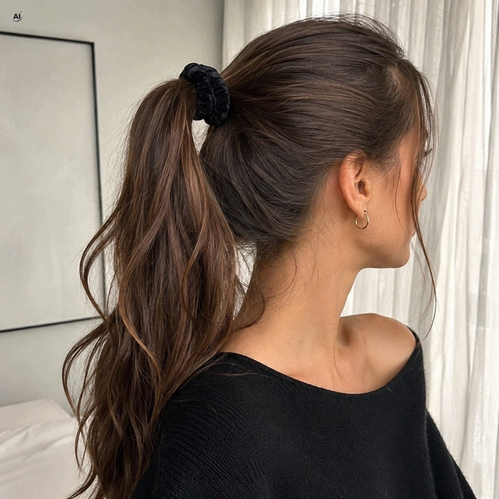 Satynowe gumki do włosów scrunchie, zestaw 10 szt., czarne