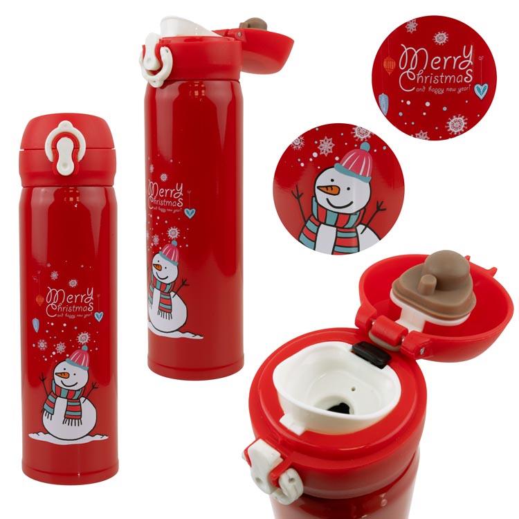Termos świąteczny czerwony  – 380 ml, 23×6 cm
