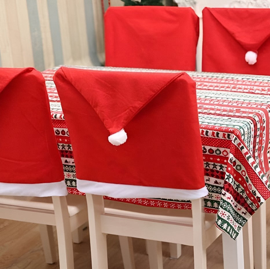 Pokrowce na krzesła świąteczne – czapka Mikołaja 6 szt.