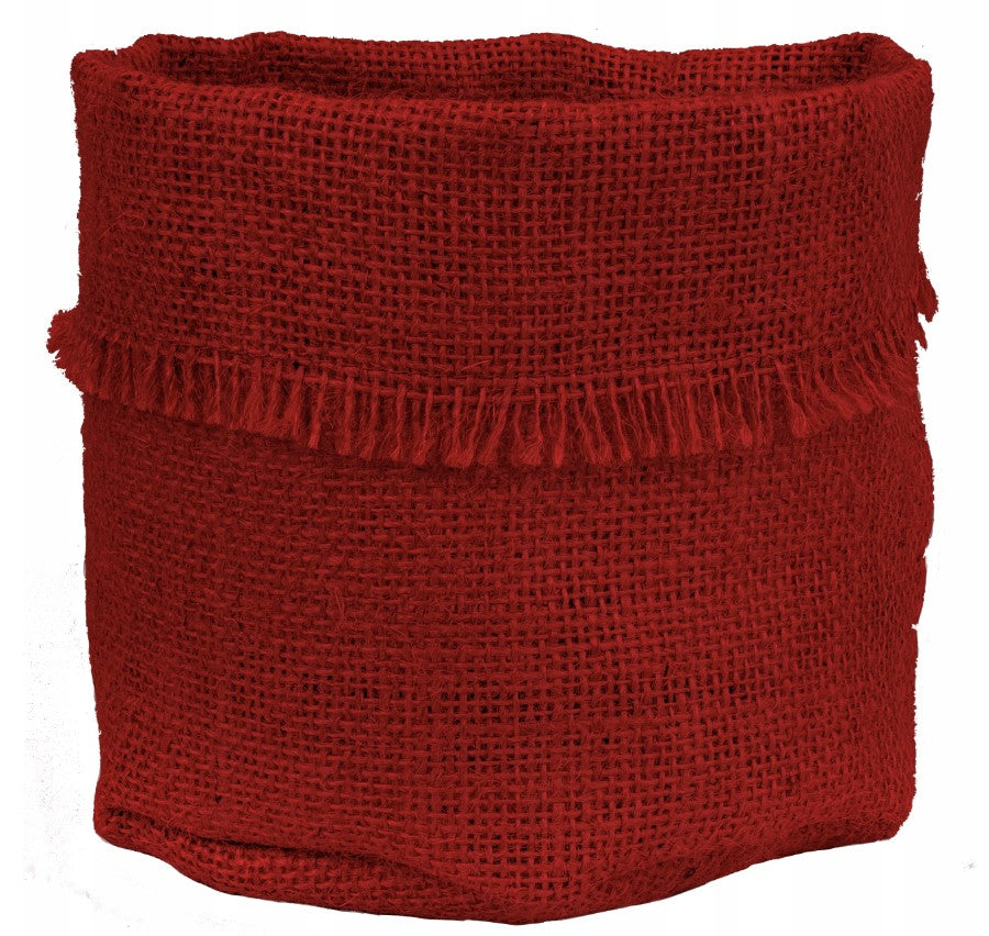 Osłona na doniczkę z juty laminowanej 16x11cm czerwona