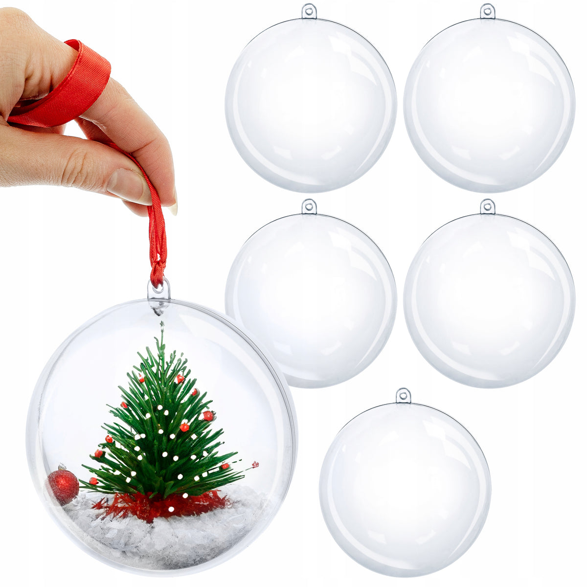 Bombki Akrylowe Przezroczyste 10 cm 5 szt.