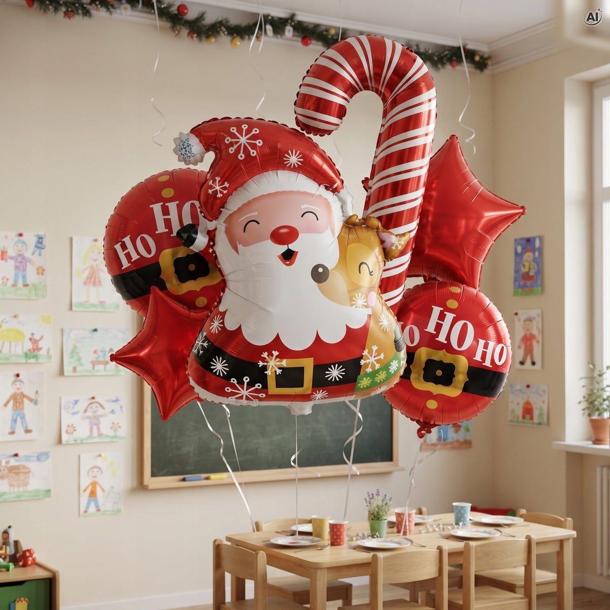 Balony Świąteczne 6 szt. Mikołaj Ho Ho Ho