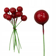 Czerwone kulki na druciku komplet 10 szt.