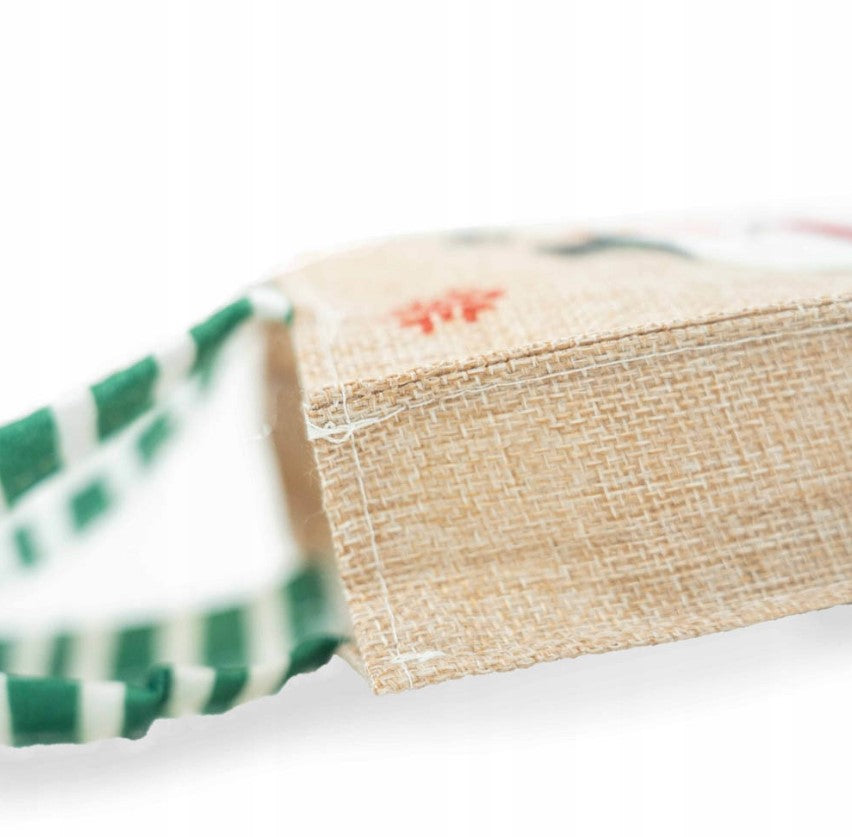 Torba Jutowa 15x4x19cm Beżowa z Bałwanem MERRY CHRISTMAS