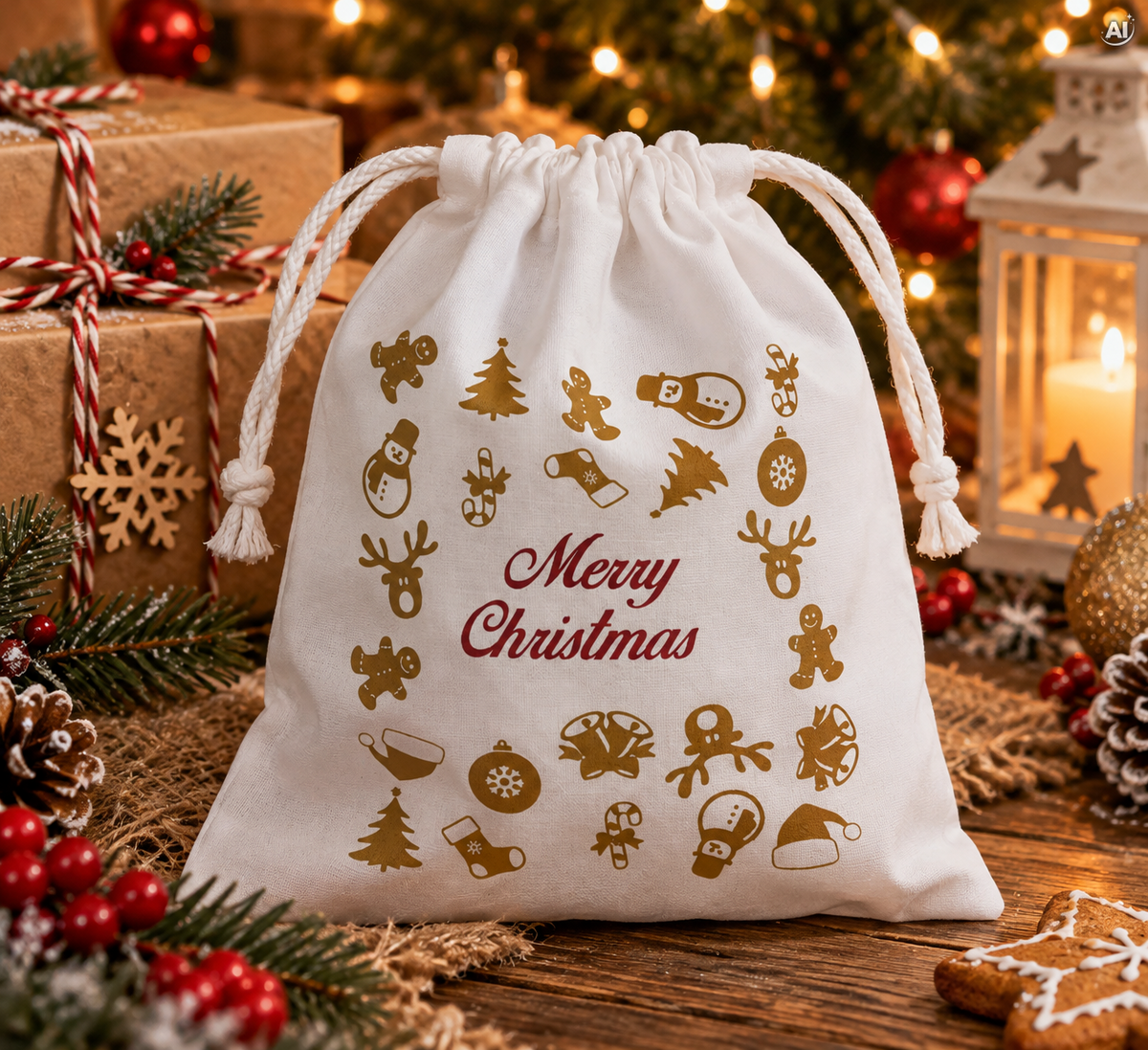 Woreczek poliestrowy świąteczny 160x210mm MERRY CHRISTMAS