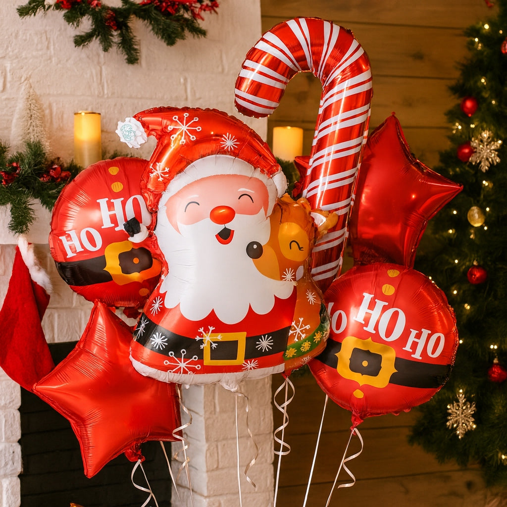 Balony Świąteczne 6 szt. Mikołaj Ho Ho Ho