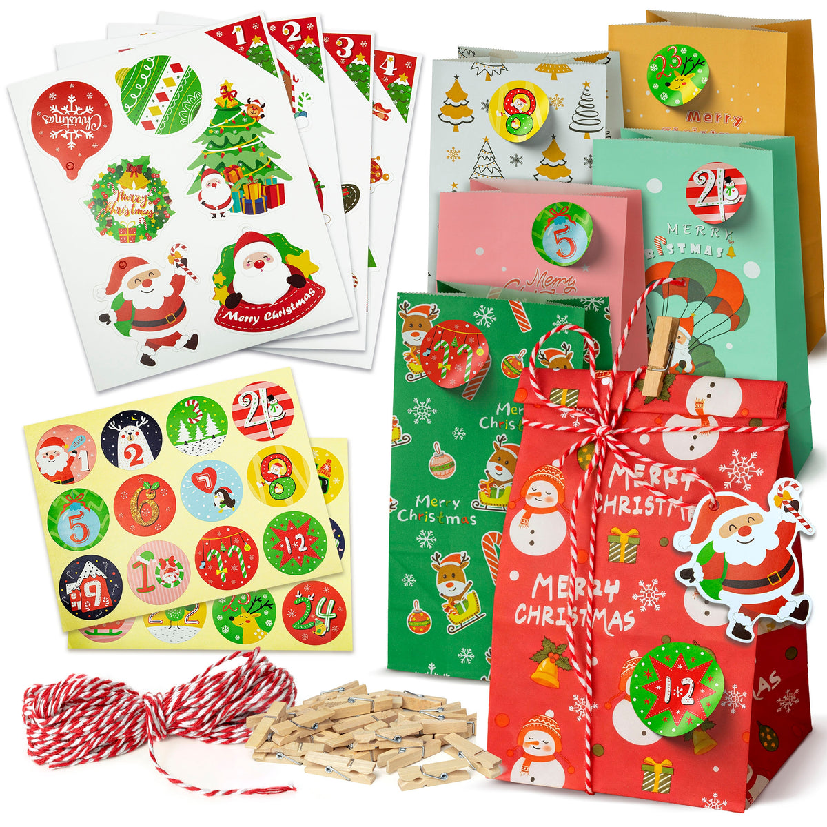 Kalendarz Adwentowy DIY 24 Torebki