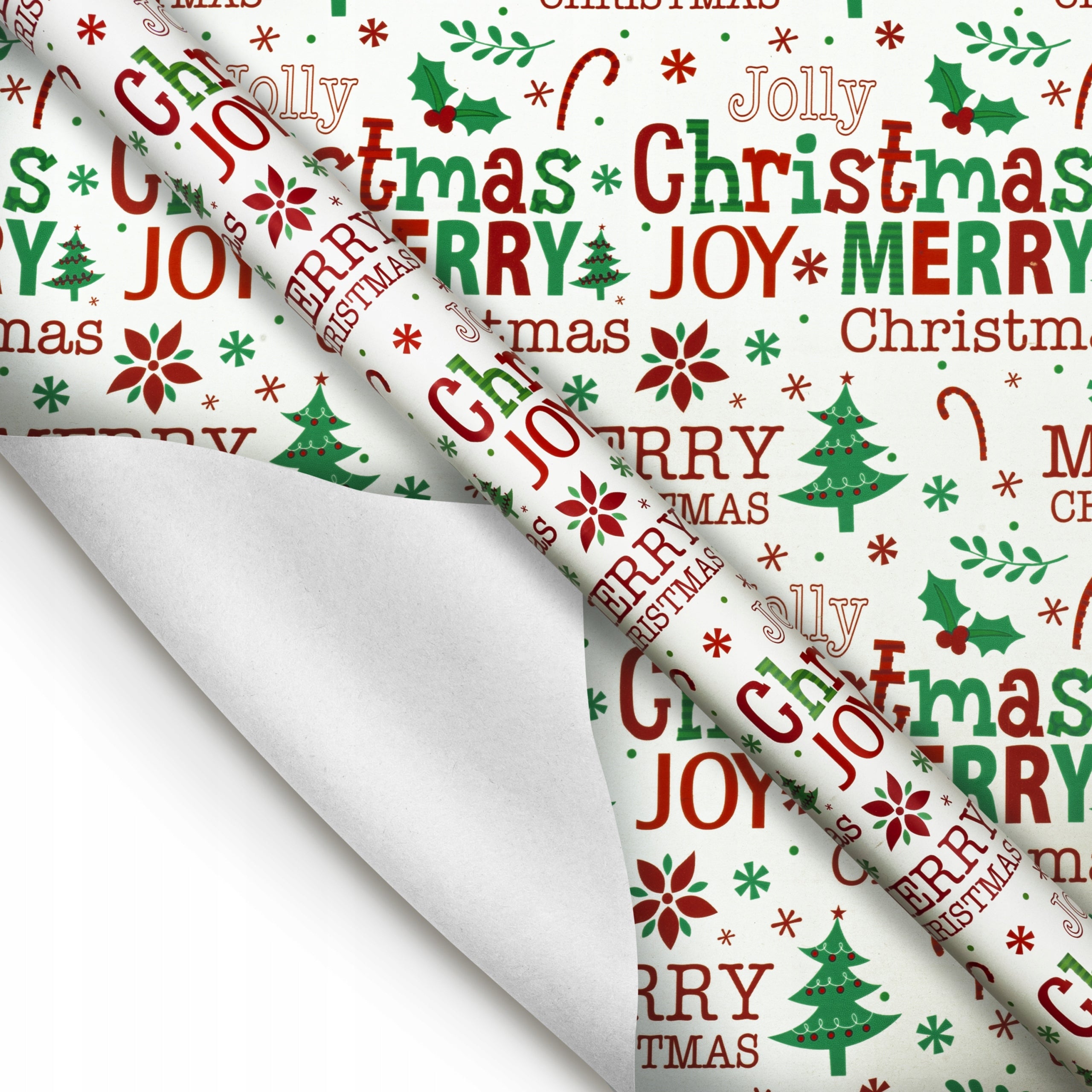 Papier pakowy świąteczny biały 70cm×5m wzór „Merry Christmas”