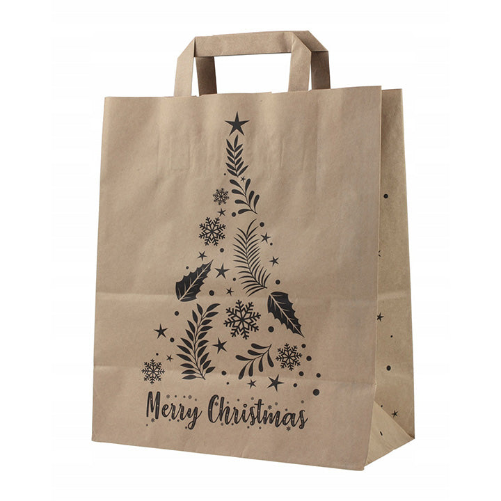 Torba papierowa świąteczna 260x140x320mm Merry Christmas Choinka