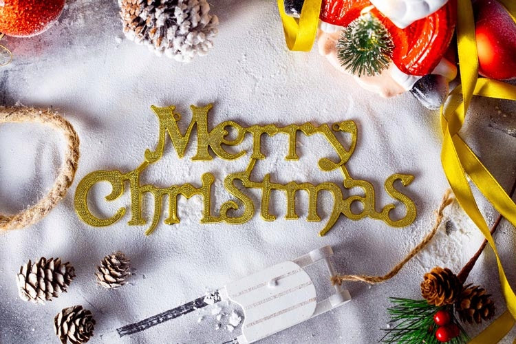 Napis Merry Christmas złota zawieszka 24cm