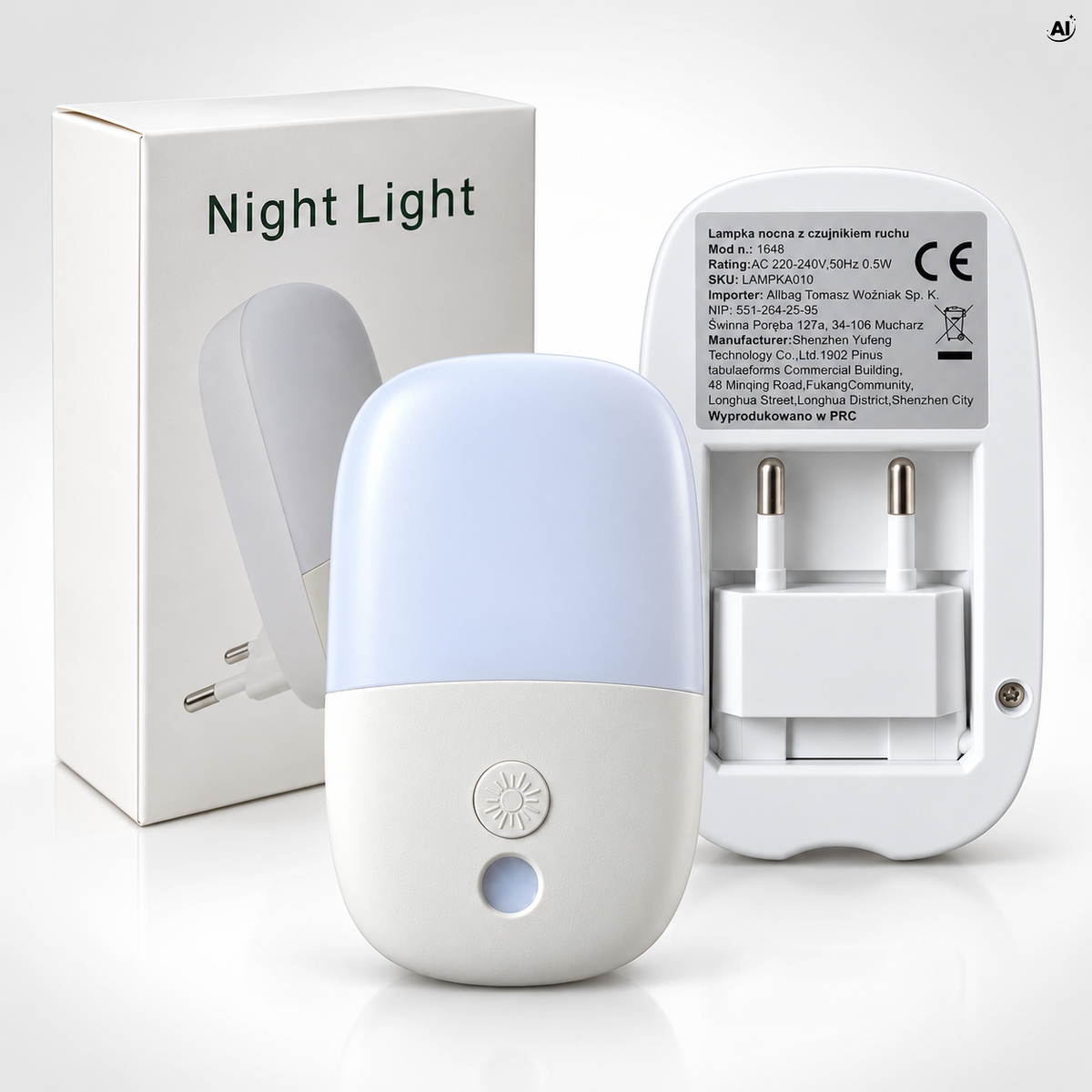 Lampka Nocna LED do Gniazdka z Czujnikiem Ruchu