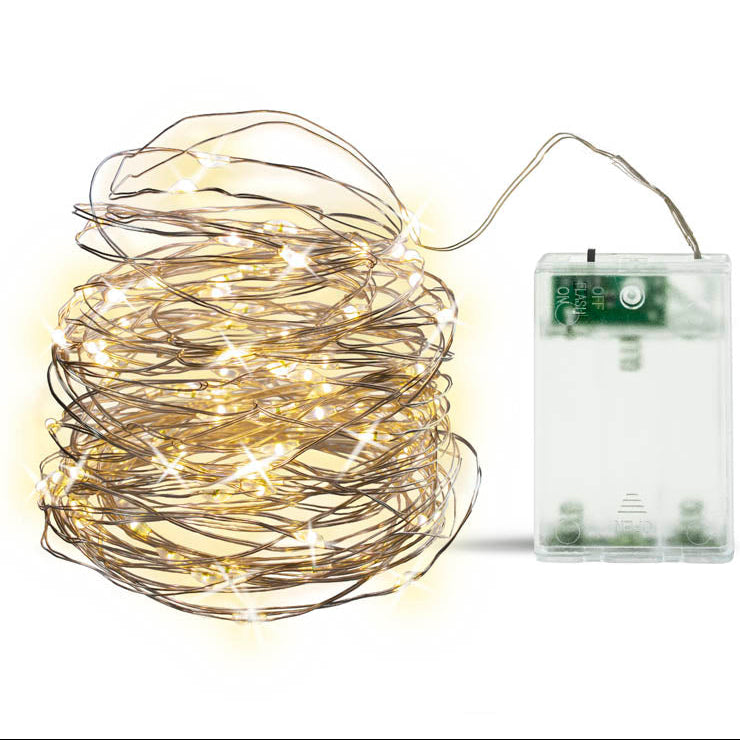 Lampki druciki LED 100 na baterie 10 metrów CIEPŁE ŚWIATŁO