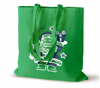 Torba bawełniana świąteczna na zakupy 38x42 cm zielona