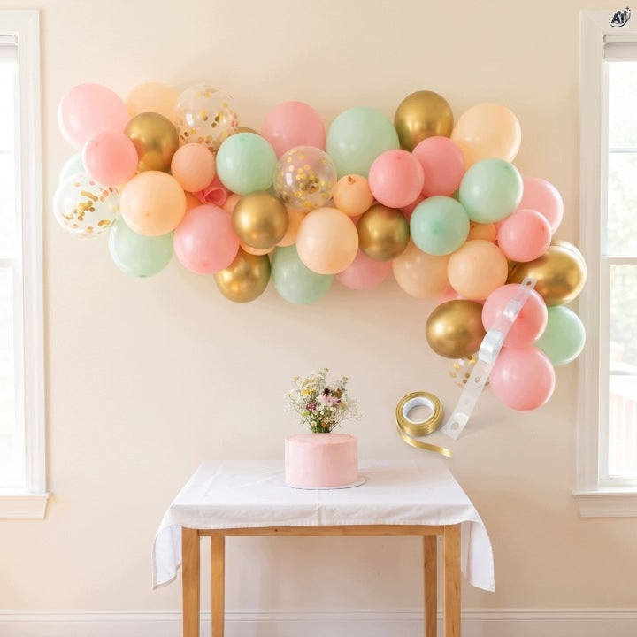 Balony z Konfetti Różowe Miętowe Złote 60szt.