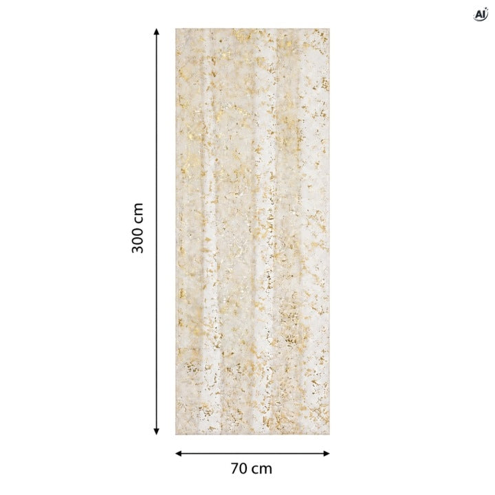 Bieżnik na Stół 70 × 300 cm Beżowy Złoty