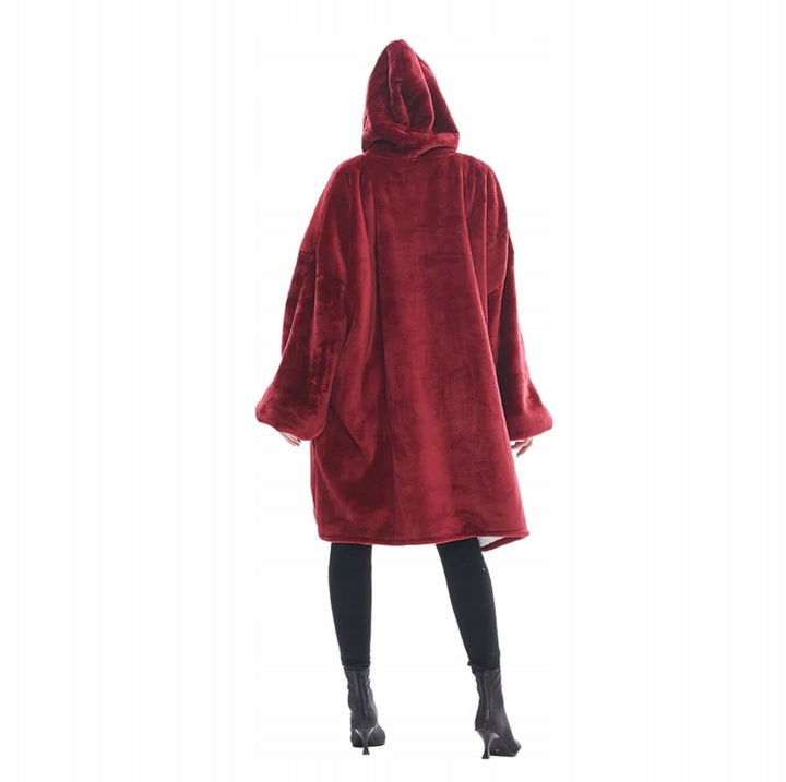 Kocobluza Gruba Czerwona Szlafrok OVERSIZE