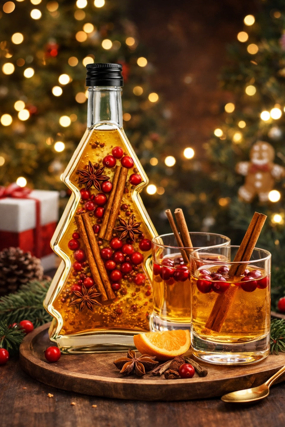 Szklana butelka choinka na nalewki świąteczne, 215 ml