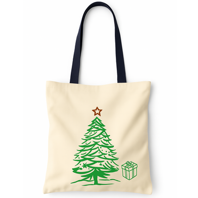Torba bawełniana 380x420mm ecru z motywem Choinki