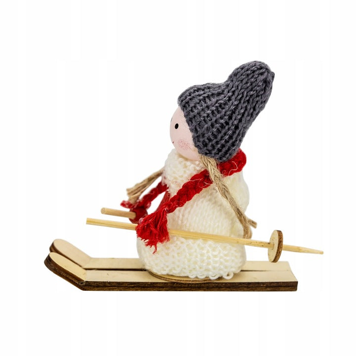Dziewczynka na Nartach Drewniana Ozdoba