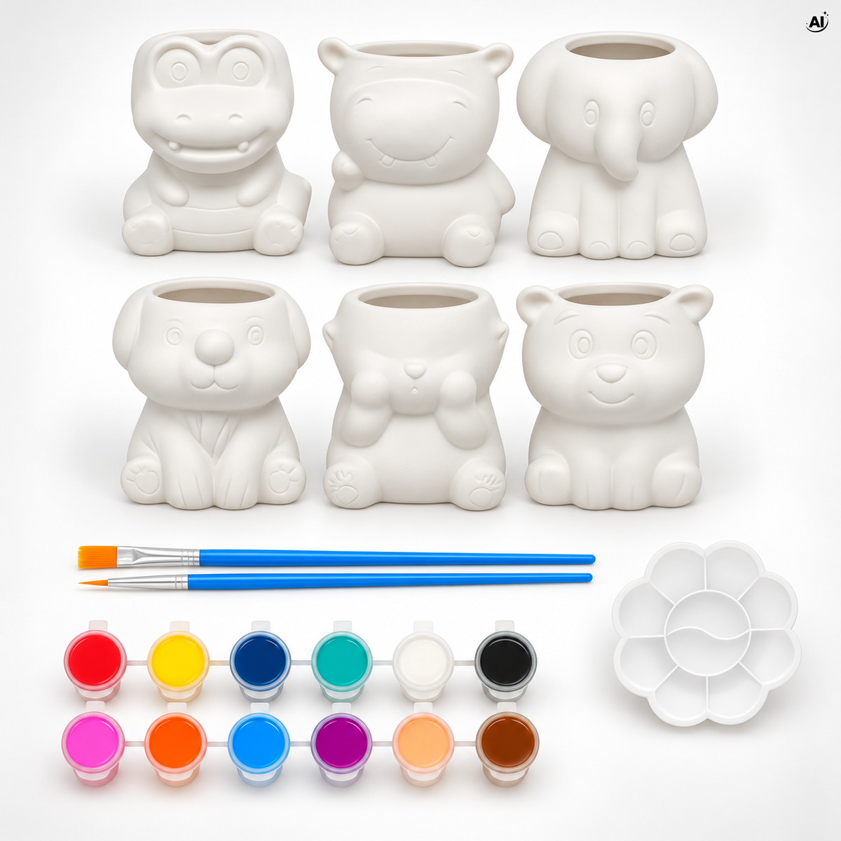 Doniczki ceramiczne do malowania, zestaw 6 sztuk