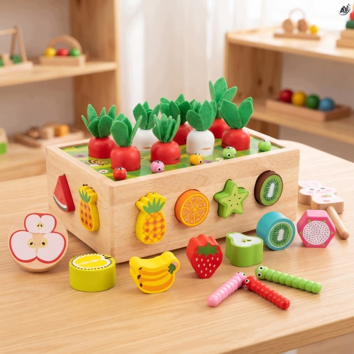Drewniany Sorter Kształtów Montessori Ogród