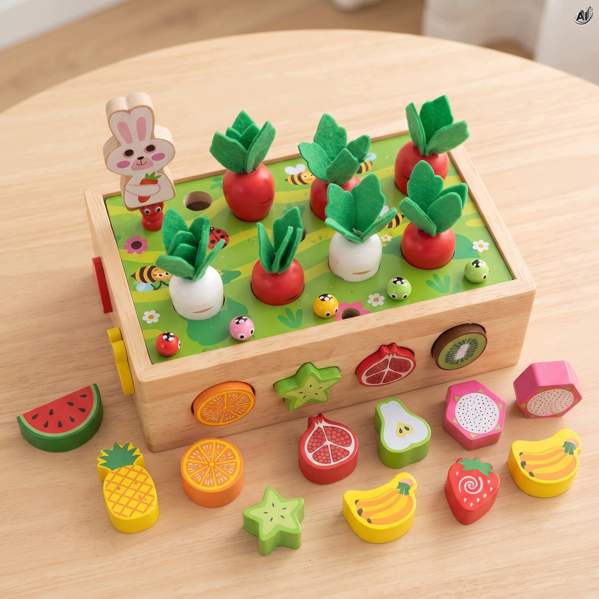 Drewniany Sorter Kształtów Montessori Ogród