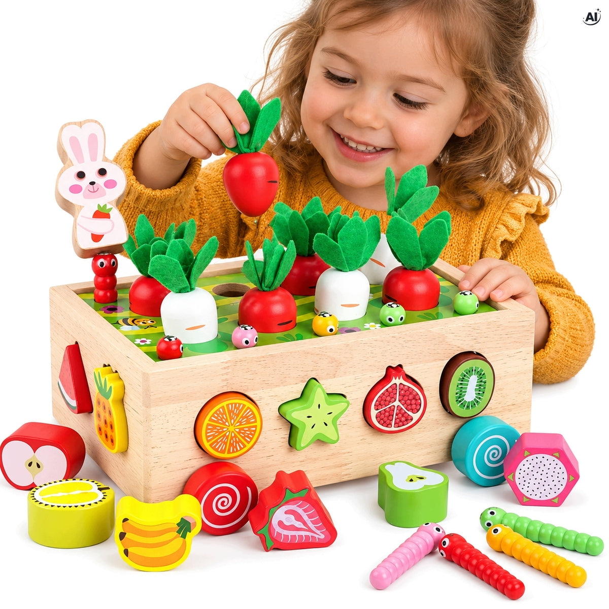 Drewniany Sorter Kształtów Montessori Ogród
