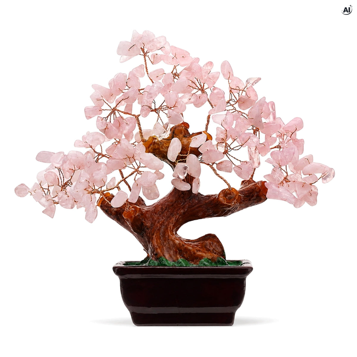 Drzewko Szczęścia z Różowego Kwarcu Bonsai 16,5 cm