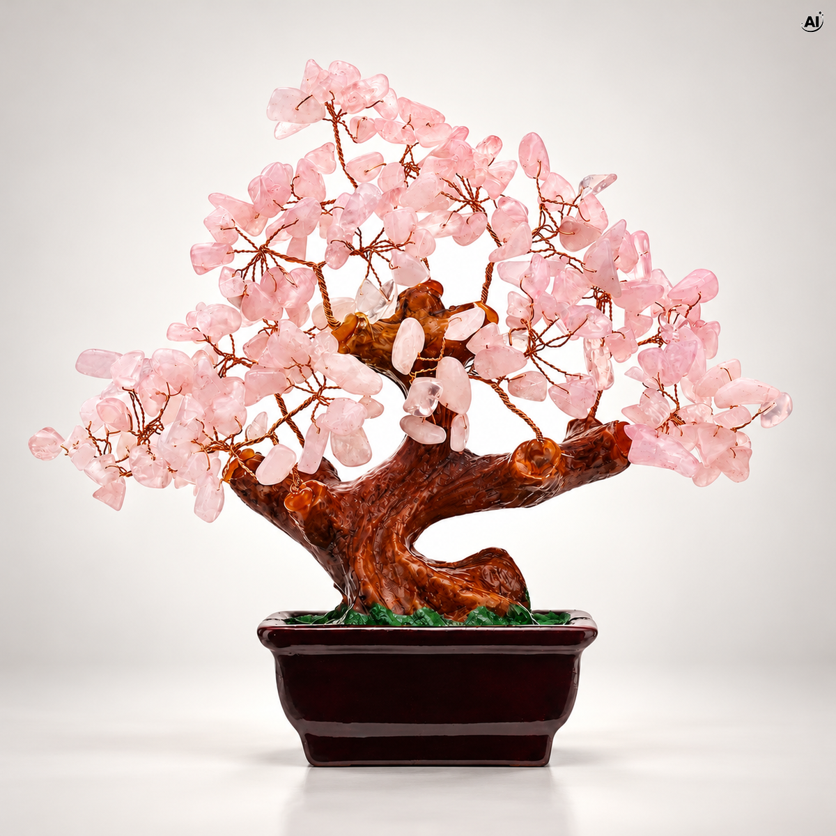 Drzewko Szczęścia z Różowego Kwarcu Bonsai 16,5 cm