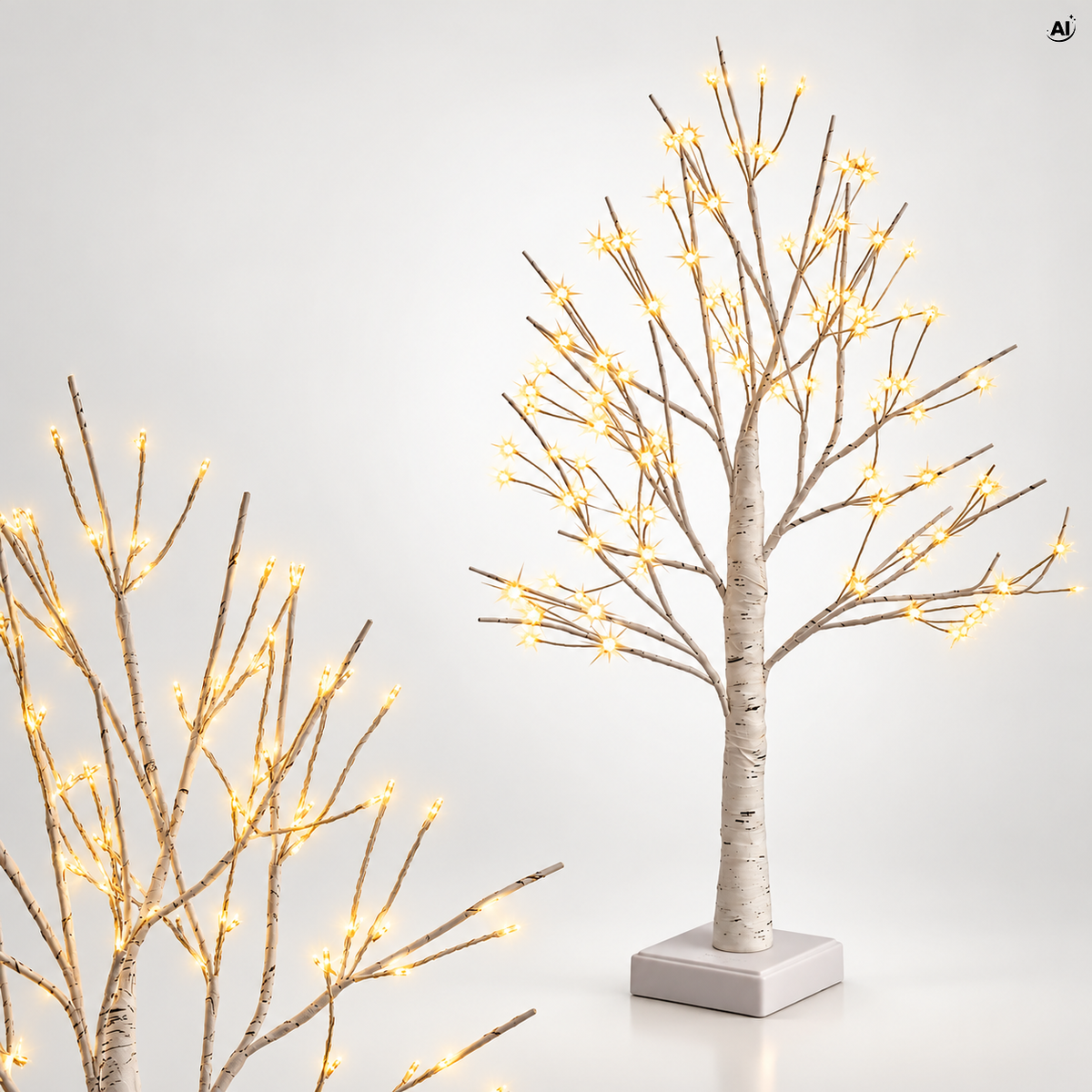 Świecące drzewko brzozowe z ciepłymi lampkami LED, 60 cm
