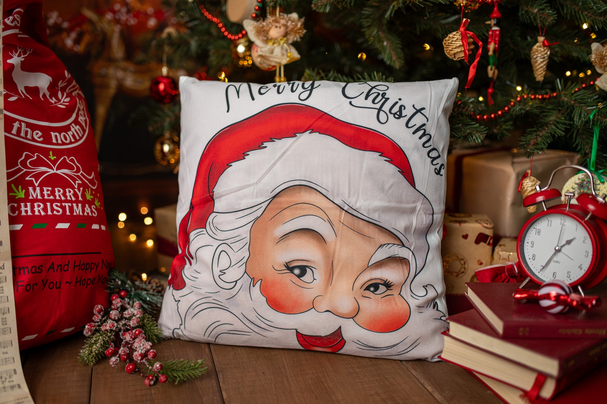 Poszewka Na Poduszkę Świąteczna z Motywem Mikołaja 44×44cm