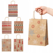 Torba Papierowa z uchwytem skręcanym 330x120x260mm brązowa wzór Świąteczny 4szt.