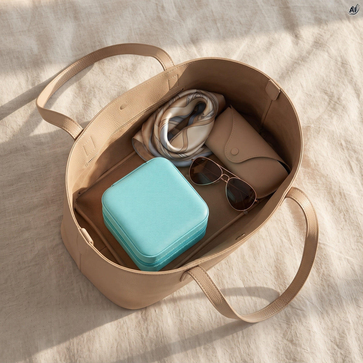 Etui Podróżne na Biżuterię 9,5 × 9,5 × 5 cm Turkusowe