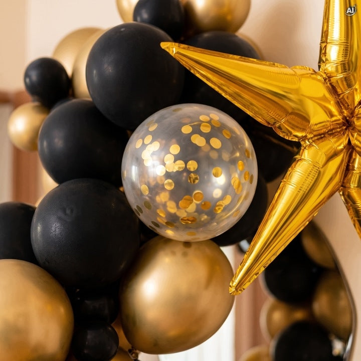 Girlanda Balonowa Czarno-Złota 130 Balonów