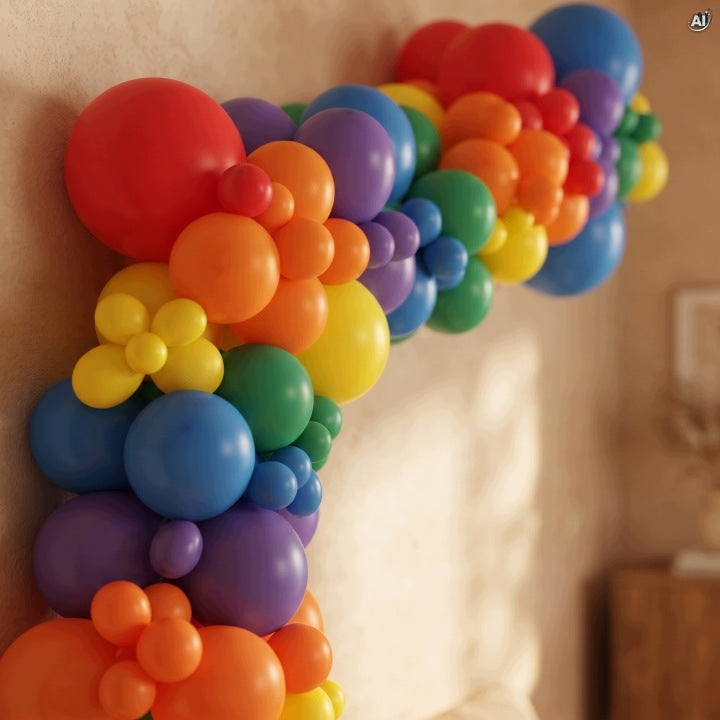 Girlanda Balonowa Tęczowa 118 Balonów