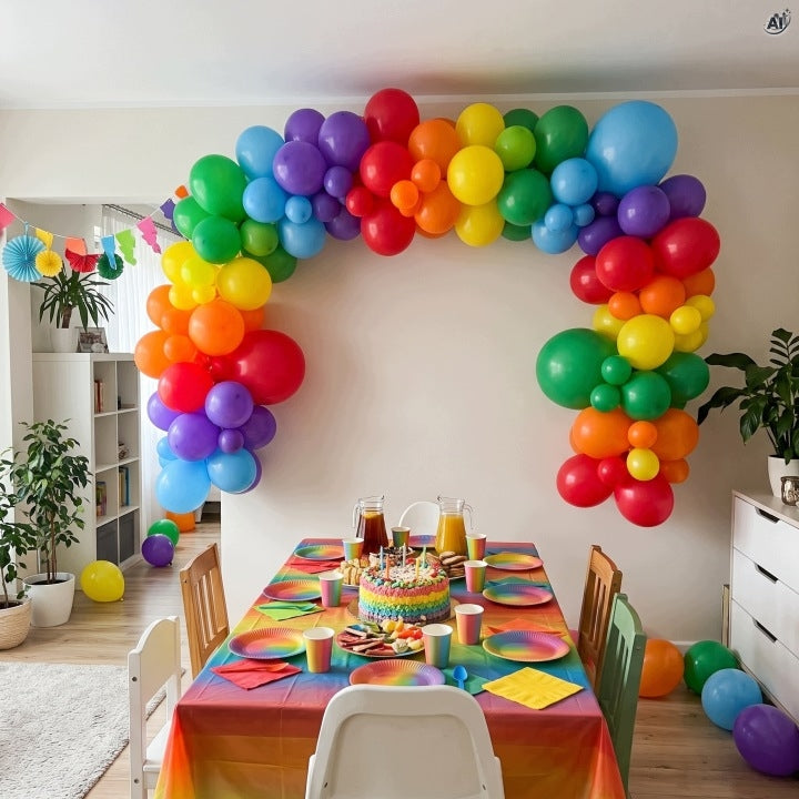 Girlanda Balonowa Tęczowa 118 Balonów