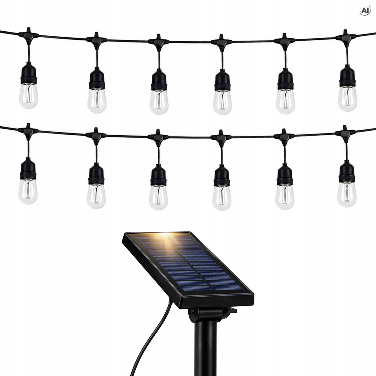 Girlanda solarna ogrodowa LED, 8 m, ciepłe białe światło