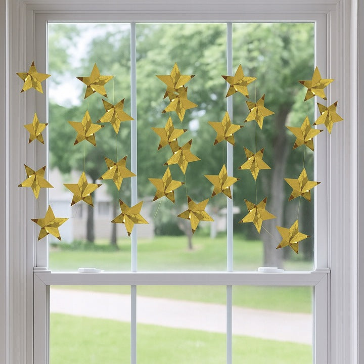 Girlanda Złote Gwiazdki na Okno 415cm
