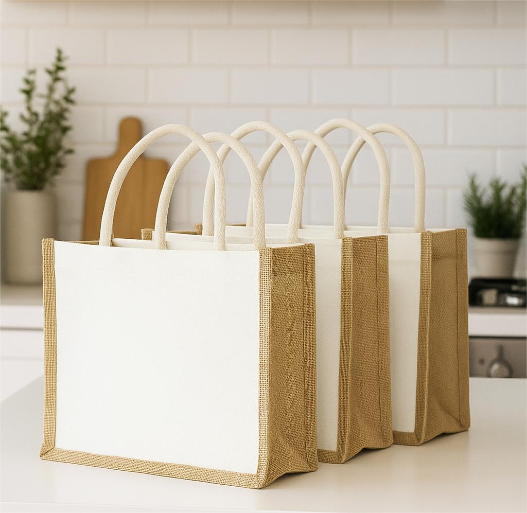 Torba Jutowa Brązowa Białą 320x210x130mm