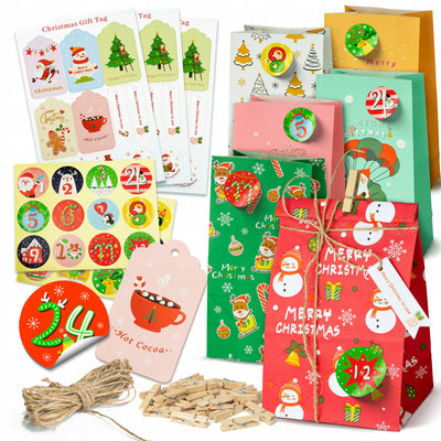 Kalendarz Adwentowy Woreczki z Winetkami Naklejkami 24szt.