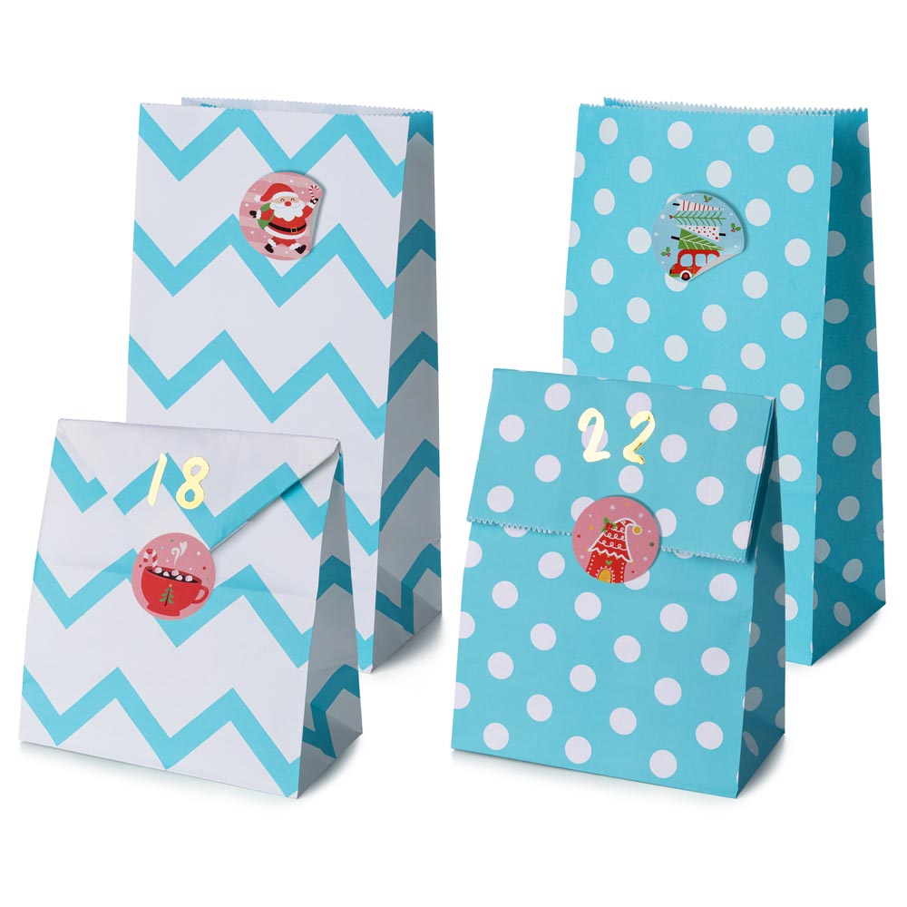 Kalendarz Adwentowy Woreczki Błękitne 24szt.